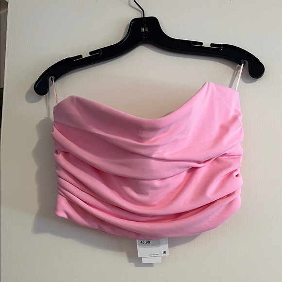 NWT Zara Pink Draped Tube Top - Picture 1 of 5
